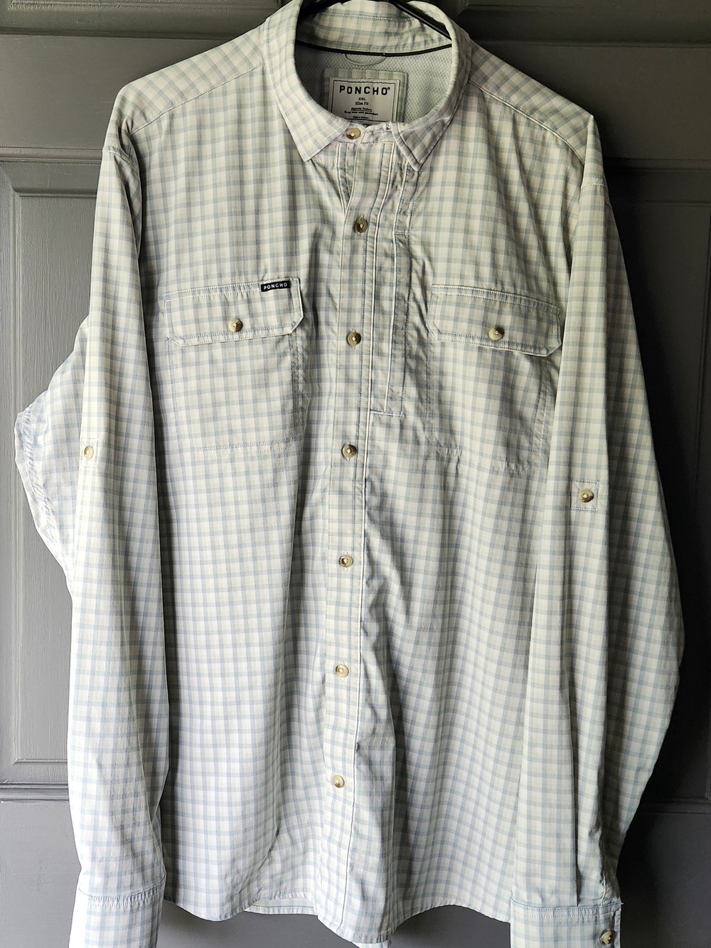 Poncho Outdoors Men's XXL Slim Fit, Soft Plaid Fishing Shirt